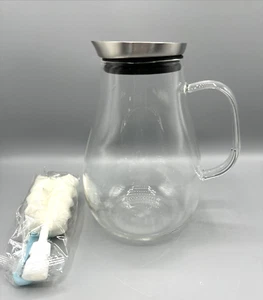 Jarra de agua de vidrio 68 oz con tapa extraíble y mango ancho para agua fría/caliente - Imagen 1 de 6