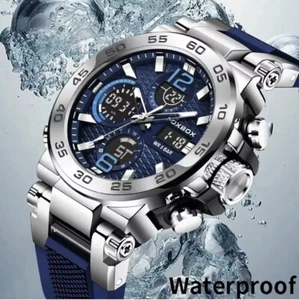 Mens Sports Diver Wristwatch Digital Analog Waterproof Quartz LED Luxury Watches - Picture 1 of 6