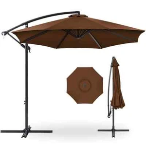 10 ft. Aluminum Offset Round Cantilever Patio Umbrella with Easy Tilt Adjustment - Picture 1 of 7