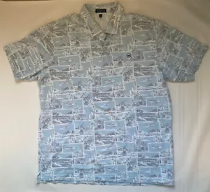 Peter Millar Golf Shirt Polo Crown Crafted ACBP Hawaiian Print XXL Blue BFRST - Picture 1 of 7