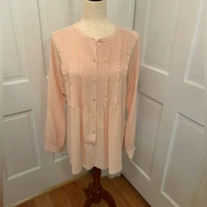 SUNDANCE Vineyard Ruffle LS Button-Up Shirt Tunika-Style Damen Gr. SM Blush Pink - Bild 1 von 7