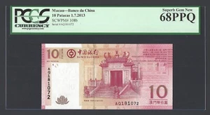 Macau 10 Patacas 1-7-2013 P108b Uncirculated Graded 68 - Picture 1 of 2