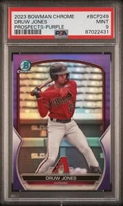 2023 Bowman Chrome Druw Jones Purple Refractor /250 PSA 9 BCP-249 - Picture 1 of 2