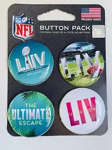 Confezione da 4 bottoni NFL Super Bowl LIV Miami 2020, spille 1,25"" D - Foto 1 di 7