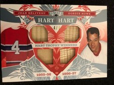 2021-22 Leaf Lumber JEAN BELIVEAU GORDIE HOWE Hart to Hart Quad Relic /7
