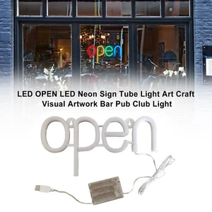 LED OPEN LED Neon Sign Tube Light Art Craft Visual Artwork Bar Pub Club Light A - Picture 1 of 14