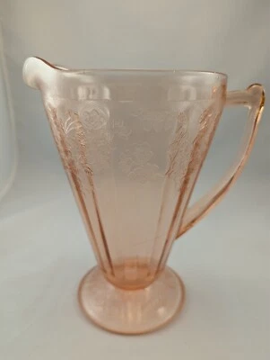 Jeannette Cherry Blossom Pink 36 Oz Cone Shaped Pitcher Depression 1930s Glass - Image 1 of 4