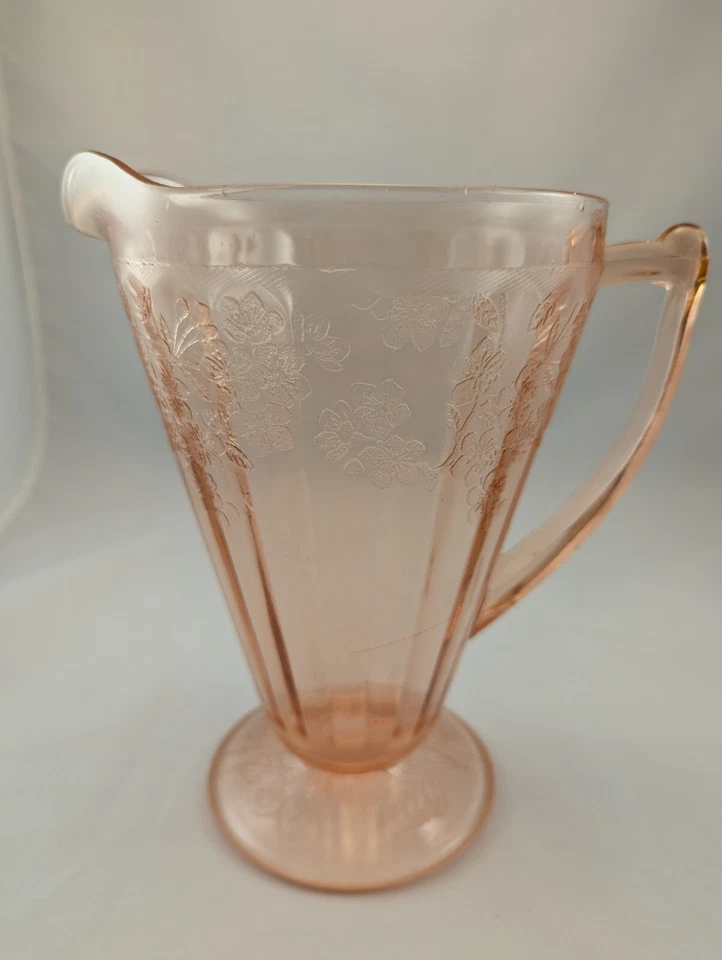 Jeannette Cherry Blossom Pink 36 Oz Cone Shaped Pitcher Depression 1930s Glass - Image 1 of 4
