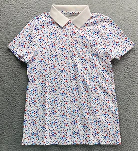 New Lands' End Women's Short Sleeve Supima White Multi Stars Polo Top White M - Picture 1 of 18