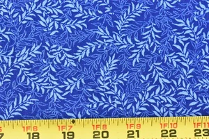 27" Long, Vintage, Blue Vines on Blue Quilt Cotton, Cranston, P3719 - Picture 1 of 5