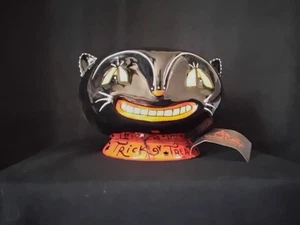 AWESOME CARNIVAL COTTAGE VINTAGE INSPIRED BLACK CAT HALLOWEEN CANDY BOWL... - Picture 1 of 8