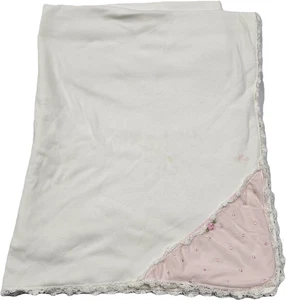 Vintage Baby Christian Dior Pink White Cotton Baby Girl Logo Blanket 32”x48” - Picture 1 of 6