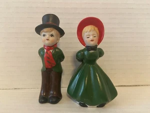 Vintage Enesco Weihnachten küssendes Paar Keramik Figuren - Bild 1 von 3