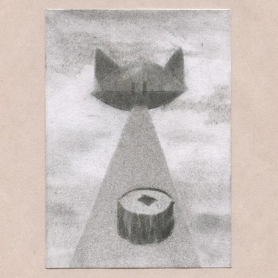 ACEO art card original surreal cat spaceship sushi Tim Olly CatShip 1 - Image 1 of 3