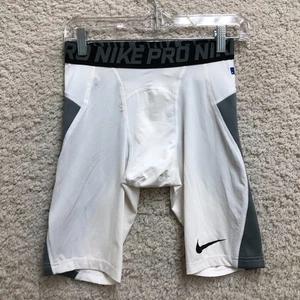 Nike Pro Shorts Small Adult White Hyperstrong Compression Swoosh Baseball Mens S - Picture 1 of 9