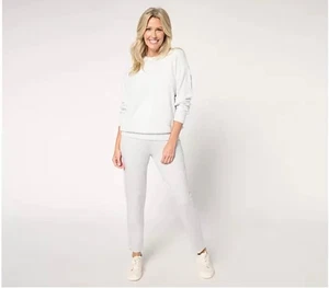 Barefoot Dreams CozyChic leichter Pullover & Hose gerades Bein flüsterblau L neu mit Etikett - Bild 1 von 10