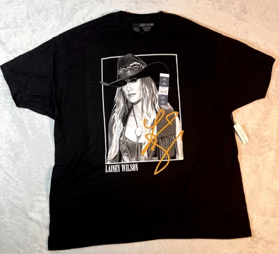 Camiseta negra retrato Lainey Wilson para hombre gráfica 100 % algodón música country Foto 1 de 3