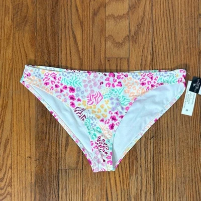 California Waves Hipster Bikini Bottoms White Floral size L NWT - Image 1 of 4