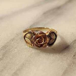 Vintage 10K Solid Yellow & Rose Gold Flower Mid-Century Ring - Size 8 - Picture 1 of 6