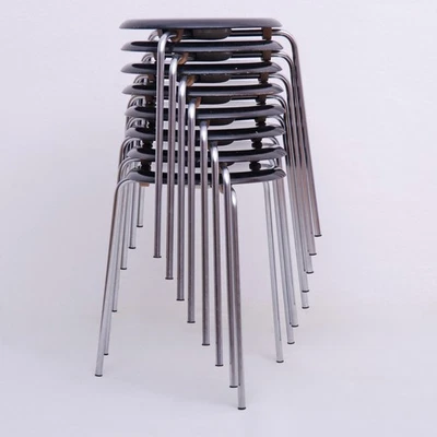 1 - 8x Taburete 3170 "punto" Negro Cromo Arne Jacobsen Para Fritz Hansen V.1967 6.Z Foto 1 de 4