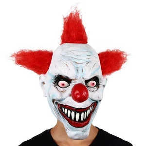 Blanco con Pelo Disfraz Máscara Terror Halloween Payaso Máscara Negro y - Imagen 1 de 7