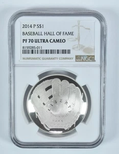 2014-P Baseball Hall Of Fame Commemorative Silver Dollar PF70 UCAM NGC *3353 - Picture 1 of 5
