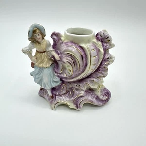 Kleine Filigrane Porzellan Figur Dame Frau Vase Handbemalt Antik - Bild 1 von 14