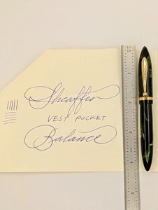 Sheaffer Balance Vest Pocket Marine Green Fountain Pen 14k Gold Nib Restored - Picture 1 of 7