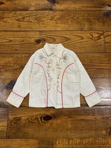 Vintage 50s Youth Chain Stitched Button Up Kids Cowboy Horse Rare Western Wear - Picture 1 of 10