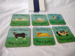 Pimpernel Julie Huber Dans Le Jardin Coasters Set of 6 UNUSED VINTAGE 10.5cm - Picture 1 of 5