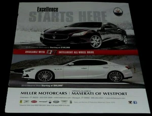 MASERATI TWO CAR QUATTROPORTE & GHIBLI SPORTS CARS -2015 ADVERTISEMENT - Picture 1 of 1