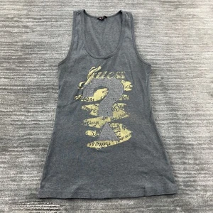 Guess Tank Top Size M Womens Bling Embellished Jeans Gray Medium - Picture 1 of 6