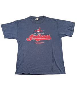 Vintage Cleveland Indians T Shirt Mens XL Blue Short Sleeve Faded Chief Wahoo - Picture 1 of 13