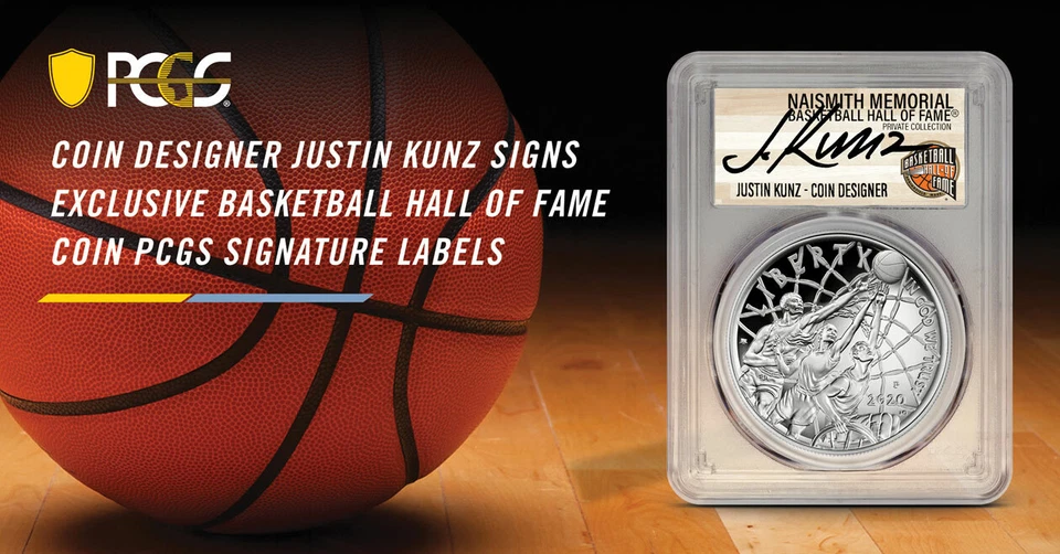 2020-D & S FDOI MS70 & PR70 JUSTIN KUNZ SIGNED USA BASKETBALL HOF PCGS 2 Coin - Image 1 of 4