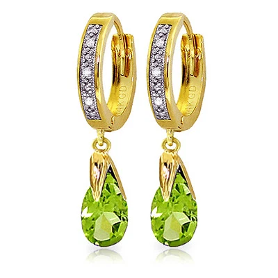 2.53 CTW 14K Solid Gold Marseille Peridot Diamond Earrings - Image 1 of 3