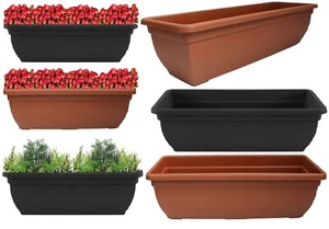 Plastic Pot Trough Plant Winchester Bel Garden Flower Patio Rectangle Planter UK - Picture 1 of 28