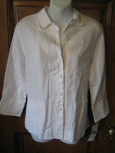 New $99 EASY SPIRIT White Machine Washable 100% Linen JACKET, NWT, S - Picture 1 of 7