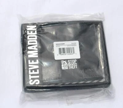 NEW Steve Madden Men's Leather Wallet RFID Protection Bi-Fold BLACK N80003/08 RF - Image 1 of 4
