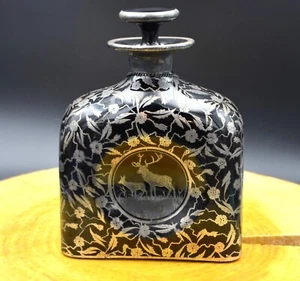 Rockwell Silver Black Whiskey Dekanter Sterling Silver Overlay Stag & Dow 1910-20 - Bild 1 von 19