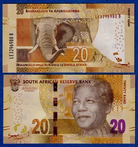 South Africa 20 Rand,  (2015 ND ), P-139b UNC Banknote Nelson Mandela /Elephant - Picture 1 of 5