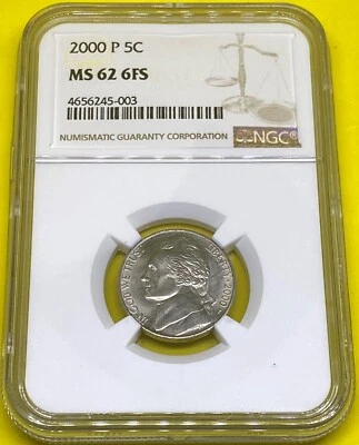 2000 P Jefferson Nickel NGC MS62 6FS - Image 1 of 4