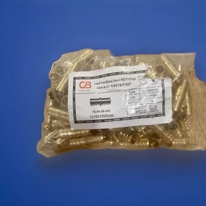 PEX Coupling 1/2"x1/2" Brass Crimp Fitting Lead Free 100 Pack - Picture 1 of 1