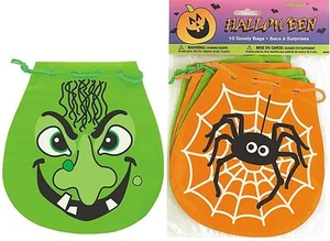 Halloween Trick or Treat Loot Draw String Bags 10pk - Halloween Party Supplies - Picture 1 of 1