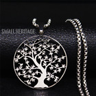 Fashion Tree of Life Stainless Steel Necklace Pendant for Women Men Silver Color