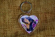 Doberman Dog Heart Shaped Keyring Key Ring Xmas Gift Birthday Gift