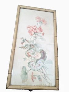 Antique Watercolor Paper Rare Painting Bamboo style Frame Wire Hanger w/screws - Picture 1 of 22