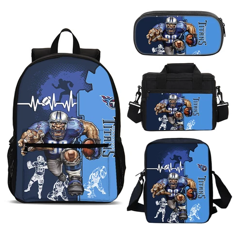 Tennessee Titans School Backpack Book Bag Lunch Bag Pencil Case Crossbody Gift Cover