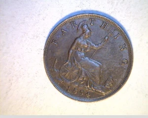 1894 Great Britian, Farthing, High Grade Bronze Coin (UK-397) - Picture 1 of 2