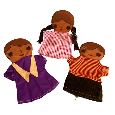 Vintage American Guidance Service Hand Puppets Boys Girl Choir Padded Felt - Image 1 of 4