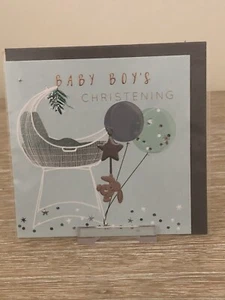 “ Belly Button Designs” Baby Boys Christening Greeting Card ( Blank Inside) - Picture 1 of 3